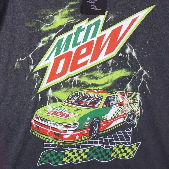 PHILCOS Mens Shirt XL Washed Out Gray Pullover Crew Mountain Dew Race Car Tee - Picture 2 of 7